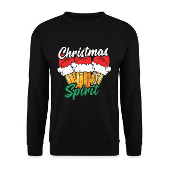 December Drink Beer Lover Spirit Ugly Christmas - Unisex Pullover - Schwarz - Vorne - Alina (178cm) & Michal (187cm)