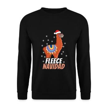December Fleece Llama Feliz Navidad Christmas - Unisex Pullover - Schwarz - Vorne - Alina (178cm) & Michal (187cm)