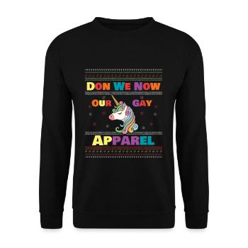 December Rainbow Unicorn Gay Pride LGBT Christmas - Unisex Pullover - Schwarz - Vorne - Alina (178cm) & Michal (187cm)