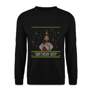 Ugly Christmas December Happy Birth Boy Jesus - Unisex Sweatshirt - black - Front - Alina (178cm) & Michal (187cm)