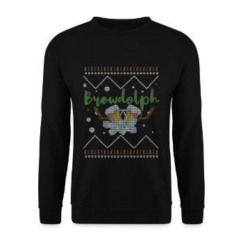 Ugly December Deer Brew Beer Ugly Christmas - Unisex Pullover - Schwarz - Vorne - Alina (178cm) & Michal (187cm)