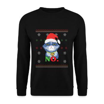 No December 2022 Cat Hates Christmas - Unisex Pullover - Schwarz - Vorne - Alina (178cm) & Michal (187cm)