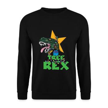 December 2022 Dinosaur Tree Raptor Christmas - Unisex Pullover - Schwarz - Vorne - Alina (178cm) & Michal (187cm)
