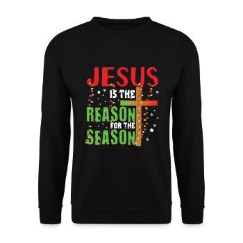 Christmas December 2022 Jesus Season Reason - Unisex Pullover - Schwarz - Vorne - Alina (178cm) & Michal (187cm)