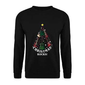 December Christmas Rocks Guitar Love Christmas - Unisex Sweatshirt - black - Front - Alina (178cm) & Michal (187cm)