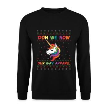 December Rainbow Gay Pride LGBT Christmas - Unisex Pullover - Schwarz - Vorne - Alina (178cm) & Michal (187cm)
