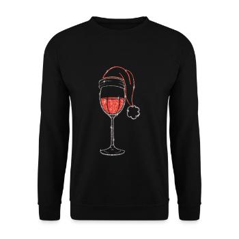 December Alcohol Red Wine Lover Ugly Christmas - Unisex Pullover - Schwarz - Vorne - Alina (178cm) & Michal (187cm)