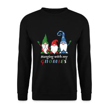 December Hanging With Gnomes Elf Love Christmas - Unisex Pullover - Schwarz - Vorne - Alina (178cm) & Michal (187cm)