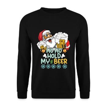 December Drink Beer Lover Santa Ugly Christmas - Unisex Pullover - Schwarz - Vorne - Alina (178cm) & Michal (187cm)