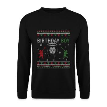 Stitch Happy Birth Boy Ugly Christmas Day Jesus - Unisex Sweatshirt - black - Front - Alina (178cm) & Michal (187cm)
