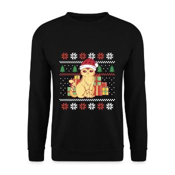 Santa Cat Tree December Holiday Ugly Christmas - Unisex Sweatshirt - black - Front - Alina (178cm) & Michal (187cm)
