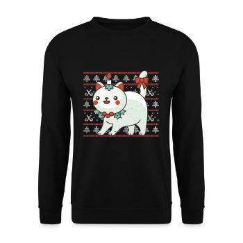 Kawaii Cat Candle December Holiday Ugly Christmas - Unisex Sweatshirt - black - Front - Alina (178cm) & Michal (187cm)