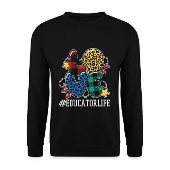 Pattern Teacher Educator Student Love Christmas - Unisex Pullover - Schwarz - Vorne - Alina (178cm) & Michal (187cm)