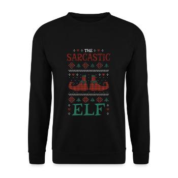 Elf Sarcastic December Love Elf Ugly Christmas - Unisex Pullover - Schwarz - Vorne - Alina (178cm) & Michal (187cm)
