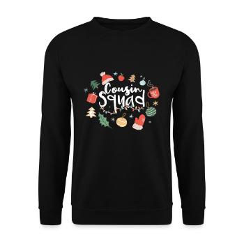 December Cousin Squad Holiday Love Christmas - Unisex Pullover - Schwarz - Vorne - Alina (178cm) & Michal (187cm)