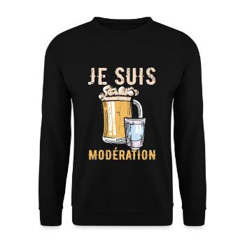 I Am Moderation Drink In Moderation Beer - Unisex Pullover - Schwarz - Vorne - Alina (178cm) & Michal (187cm)