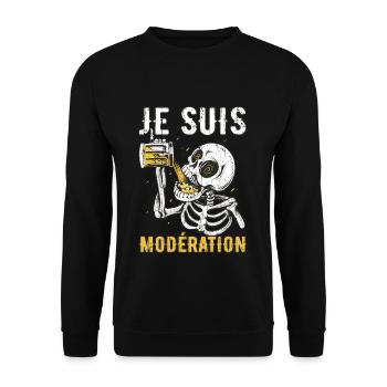 I Am Moderation Drink In Moderation Beer Skeleton - Unisex Pullover - Schwarz - Vorne - Alina (178cm) & Michal (187cm)