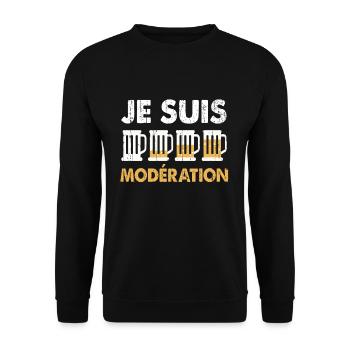 I Am Moderation Drink In Moderation Level Beer - Unisex Pullover - Schwarz - Vorne - Alina (178cm) & Michal (187cm)
