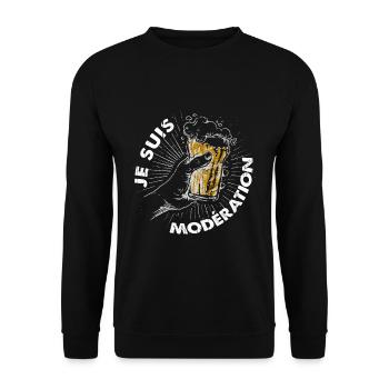 I Am Moderation Drink In Moderation Cheers Beer - Unisex Pullover - Schwarz - Vorne - Alina (178cm) & Michal (187cm)