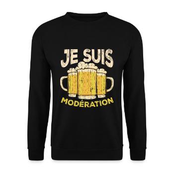 I Am Moderation Drink In Moderation Glass Beer - Unisex Pullover - Schwarz - Vorne - Alina (178cm) & Michal (187cm)