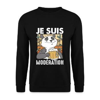 I Am Moderation Drink In Moderation Panda Beer - Unisex Pullover - Schwarz - Vorne - Alina (178cm) & Michal (187cm)