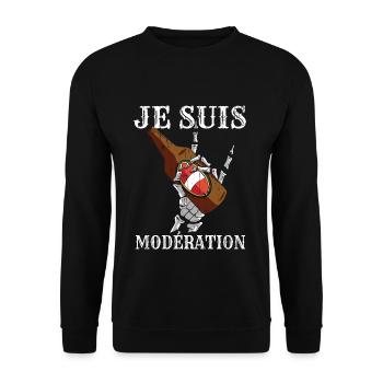I Am Moderation Drink In Moderation Skeleton Beer - Unisex Pullover - Schwarz - Vorne - Alina (178cm) & Michal (187cm)