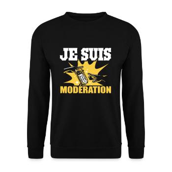 I Am Moderation Drink In Moderation Can Of Beer - Unisex Pullover - Schwarz - Vorne - Alina (178cm) & Michal (187cm)