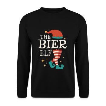Beer Elf December Love Elf Christmas - Unisex Sweatshirt - black - Front - Alina (178cm) & Michal (187cm)