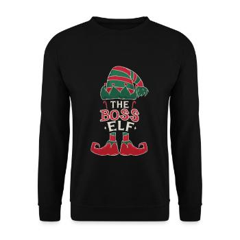 Elf Boss December Love Elf Christmas - Unisex Sweatshirt - black - Front - Alina (178cm) & Michal (187cm)