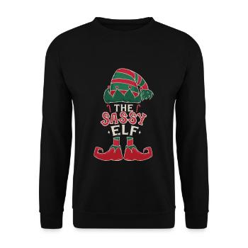 Elf Sassy December Love Elf Christmas - Unisex Sweatshirt - black - Front - Alina (178cm) & Michal (187cm)