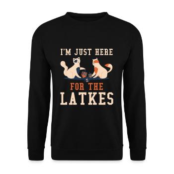 Pour Latkes Cats Juifs de Noël Juifs Hanoukka - Sweat-shirt Unisexe - noir - Devant - Alina (178cm) & Michal (187cm)