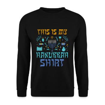 Jewish Christmas Jew This My Hanukkah Pattern - Unisex Sweatshirt - black - Front - Alina (178cm) & Michal (187cm)