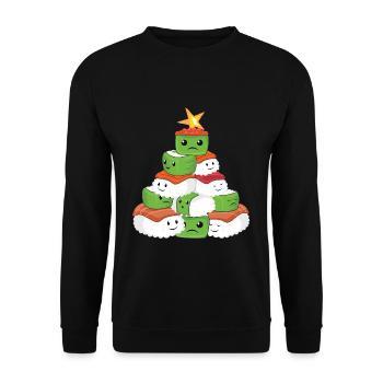 Kawaii Christmas Tree Sushi December Christmas - Unisex Sweatshirt - black - Front - Alina (178cm) & Michal (187cm)