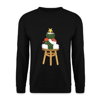 Mignon arbre de Noël Sushi Lover Décembre Noël - Sweat-shirt Unisexe - noir - Devant - Alina (178cm) & Michal (187cm)