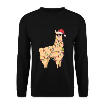Alpaga Lumières de Noël Lama Décembre Noël - Sweat-shirt Unisexe - noir - Devant - Alina (178cm) & Michal (187cm)