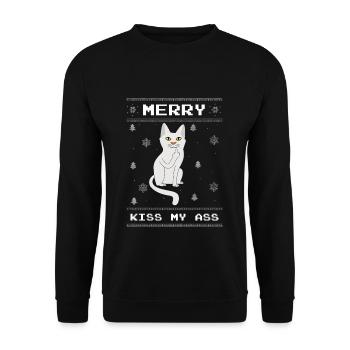 Kiss My Christmas December Cat Hates Christmas - Unisex Sweatshirt - black - Front - Alina (178cm) & Michal (187cm)