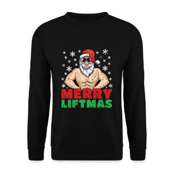 December Santa Muscle Lift Love Christmas - Unisex Sweatshirt - black - Front - Alina (178cm) & Michal (187cm)