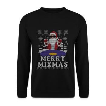 Hässlicher Dezember Techno Rave Mix Santa Ugly Christmas - Unisex Pullover - Schwarz - Vorne - Alina (178cm) & Michal (187cm)