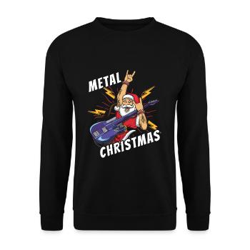 Dezember Santa Rocker Love Metal Weihnachten - Unisex Pullover - Schwarz - Vorne - Alina (178cm) & Michal (187cm)