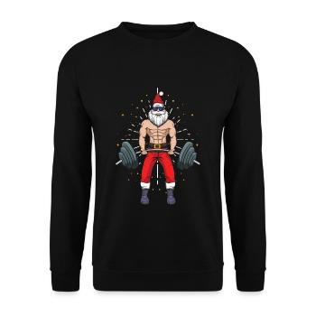 Body Build Santa Muscle Haltérophilie Noël - Sweat-shirt Unisexe - noir - Devant - Alina (178cm) & Michal (187cm)