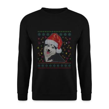 December Pet Dog Husky Kawaii Cute Christmas - Unisex Sweatshirt - black - Front - Alina (178cm) & Michal (187cm)