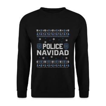 Lustige hässliche Dezember Polizei Navidad Hässliche Weihnachten - Unisex Pullover - Schwarz - Vorne - Alina (178cm) & Michal (187cm)