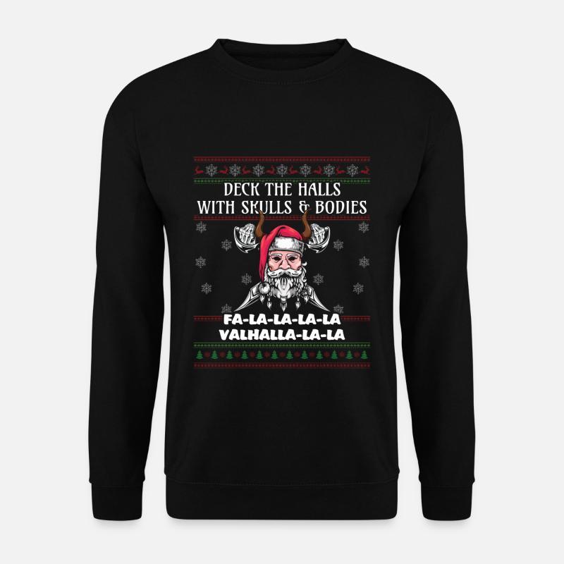 Hässlicher Dezember Santa Viking Nordisch Hässliche Weihnachten - Unisex Pullover - Schwarz