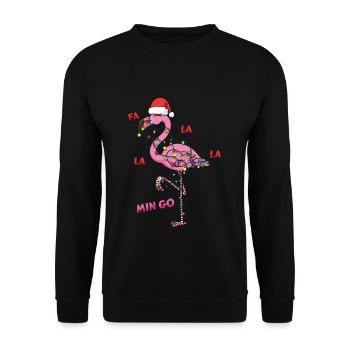 Flamant rose Oiseau Père Noël Drôle Décembre Noël - Sweat-shirt Unisexe - noir - Devant - Alina (178cm) & Michal (187cm)