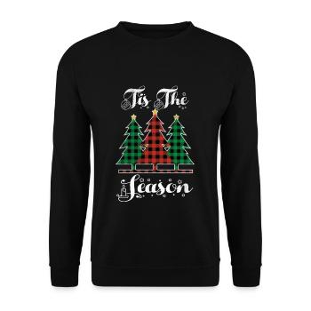 Weihnachtselemente Dezember Saison Kariert Weihnachten - Unisex Pullover - Schwarz - Vorne - Alina (178cm) & Michal (187cm)