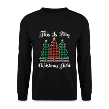 Weihnachtselemente Dezember Plaid dieses Weihnachten - Unisex Pullover - Schwarz - Vorne - Alina (178cm) & Michal (187cm)