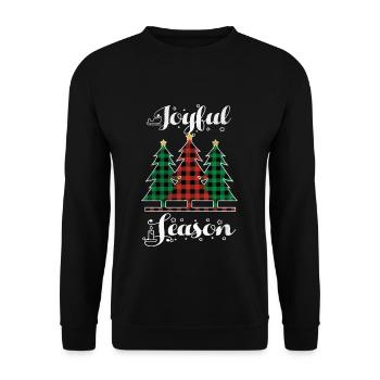 Weihnachtselemente Fröhliche Jahreszeit Kariert Weihnachten - Unisex Pullover - Schwarz - Vorne - Alina (178cm) & Michal (187cm)