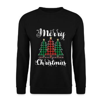 Christmas Elements Merry December Plaid Christmas - Unisex Sweatshirt - black - Front - Alina (178cm) & Michal (187cm)