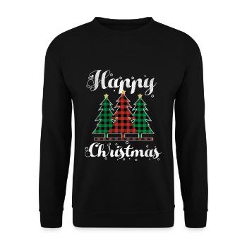 Christmas Elements Happy December Plaid Christmas - Unisex Sweatshirt - black - Front - Alina (178cm) & Michal (187cm)
