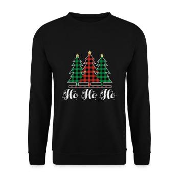 Weihnachten Dezember Plaid Laugh Ho Ho Weihnachten - Unisex Pullover - Schwarz - Vorne - Alina (178cm) & Michal (187cm)